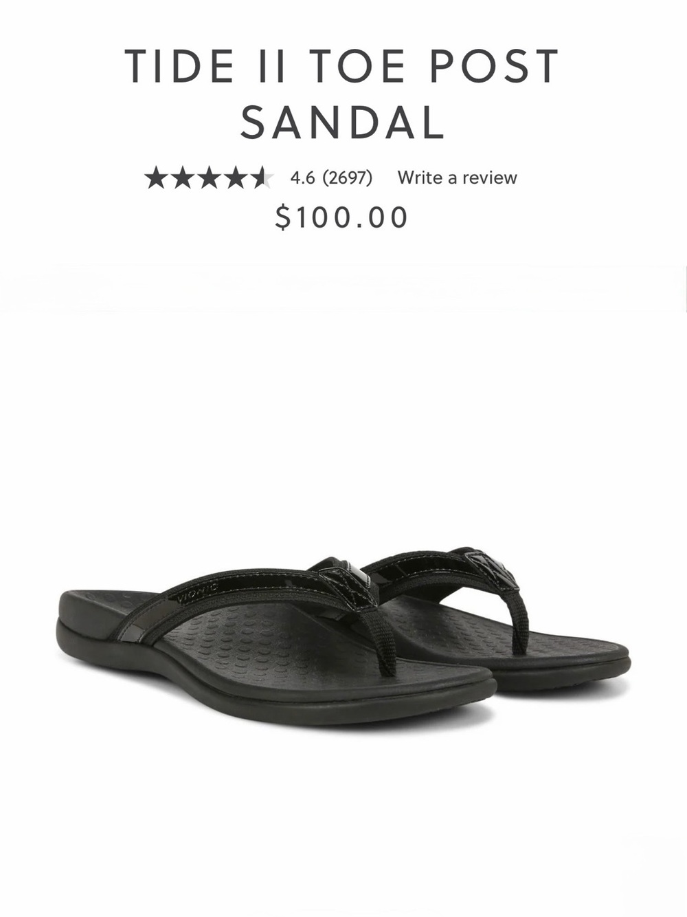 Vionic Tide II Toe-Post Sandal in Black US 9 - Picture 2 of 16